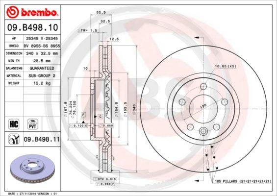 A.B.S. 09.B498.11 - Disc frana aaoparts.ro
