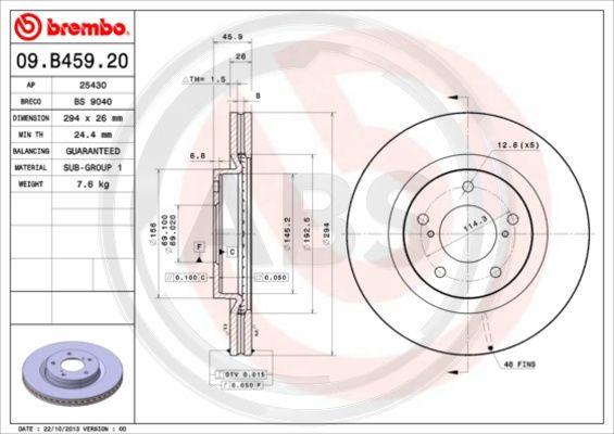 A.B.S. 09.B459.21 - Disc frana aaoparts.ro