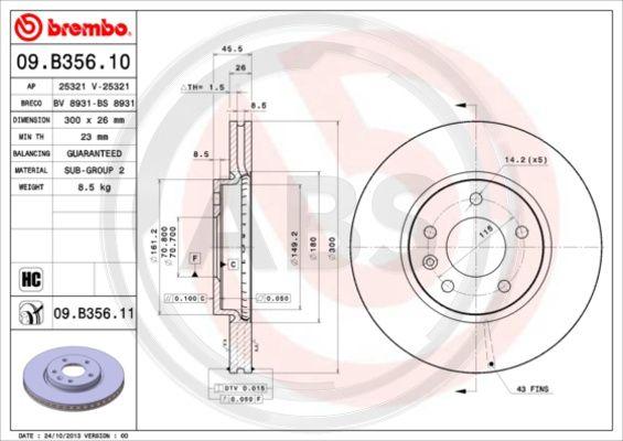 A.B.S. 09.B356.11 - Disc frana aaoparts.ro