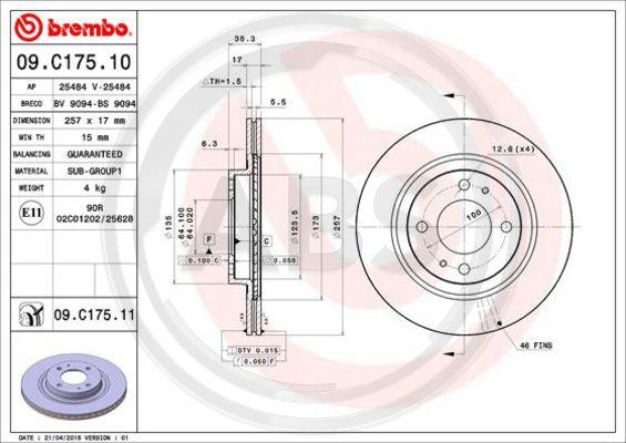 A.B.S. 09.C175.11 - Disc frana aaoparts.ro