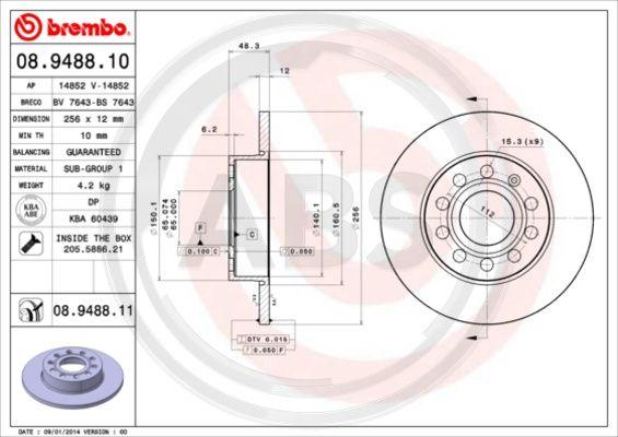 A.B.S. 08.9488.11 - Disc frana aaoparts.ro