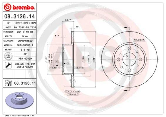 A.B.S. 08.3126.11 - Disc frana aaoparts.ro