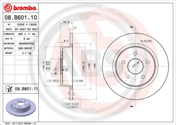 A.B.S. 08.B601.11 - Disc frana aaoparts.ro