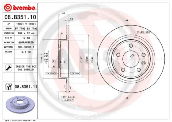 A.B.S. 08.B351.11 - Disc frana aaoparts.ro