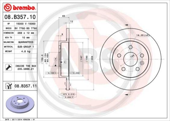 A.B.S. 08.B357.10 - Disc frana aaoparts.ro