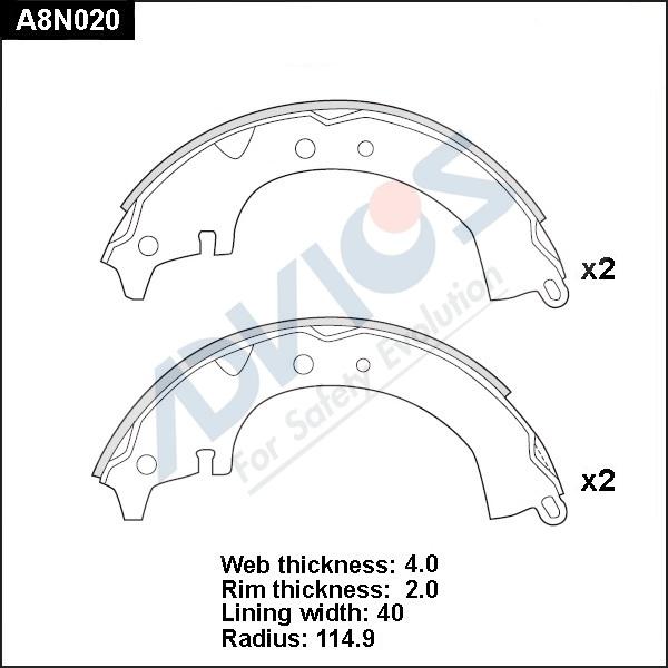 Advics A8N020 - Set saboti frana aaoparts.ro