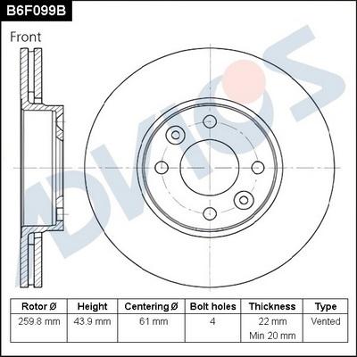 Advics B6F099B - Disc frana aaoparts.ro