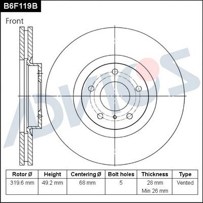 Advics B6F119B - Disc frana aaoparts.ro