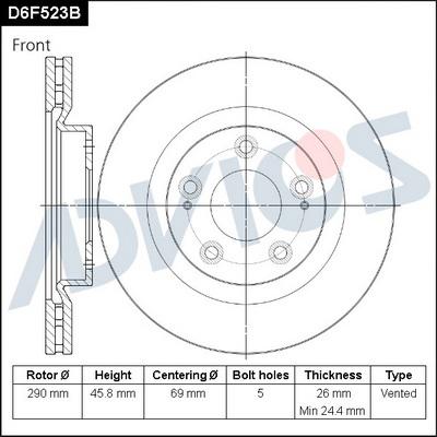 Advics D6F523B - Disc frana aaoparts.ro