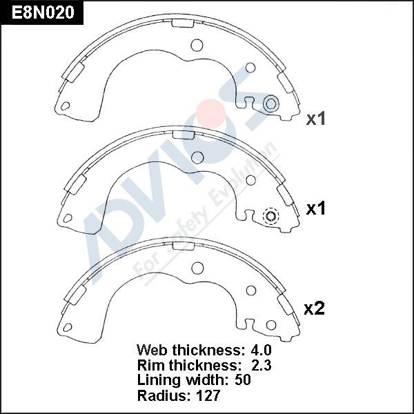 Advics E8N020 - Set saboti frana aaoparts.ro