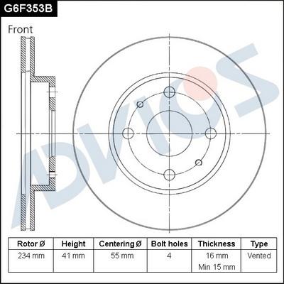 Advics G6F353B - Disc frana aaoparts.ro