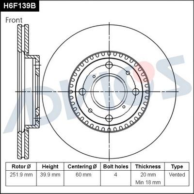 Advics H6F139B - Disc frana aaoparts.ro