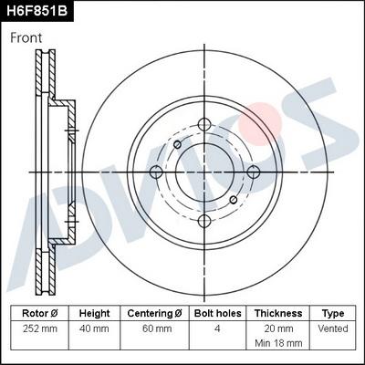 Advics H6F851B - Disc frana aaoparts.ro