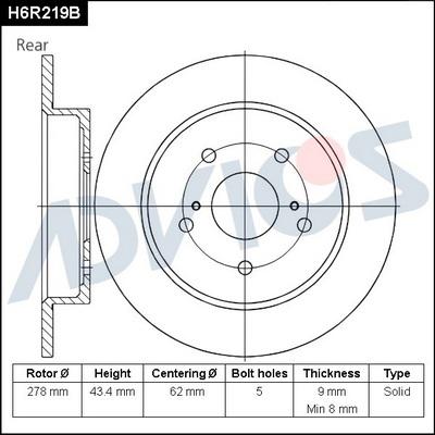 Advics H6R219B - Disc frana aaoparts.ro