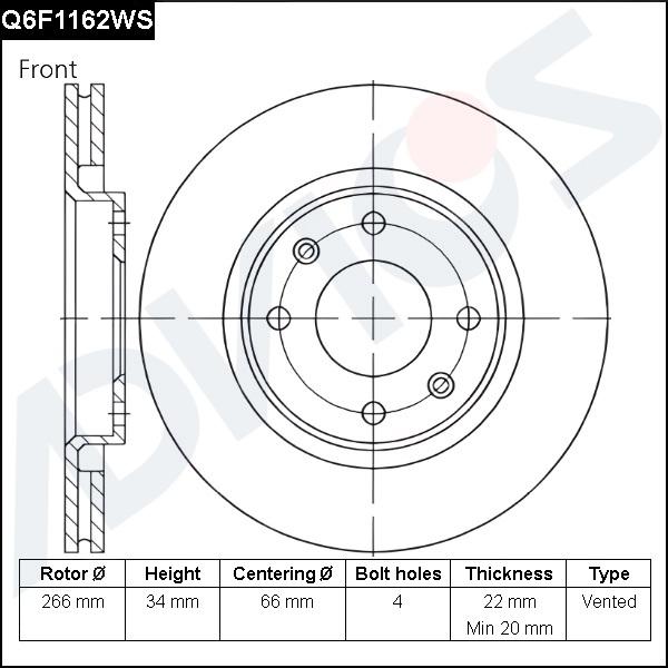 Advics Q6F1162WS - Disc frana aaoparts.ro