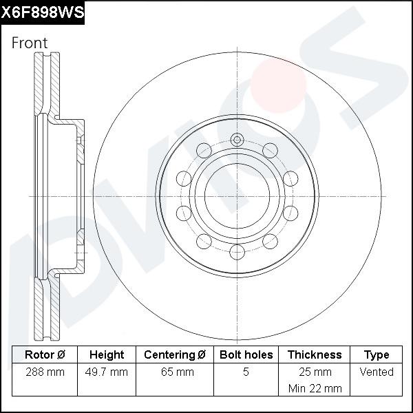 Advics X6F898WS - Disc frana aaoparts.ro