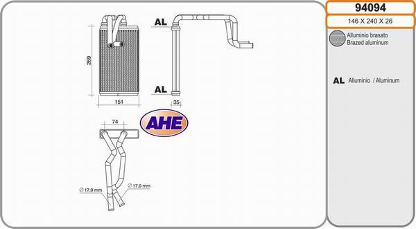 AHE 94094 - Schimbator caldura, incalzire habitaclu aaoparts.ro