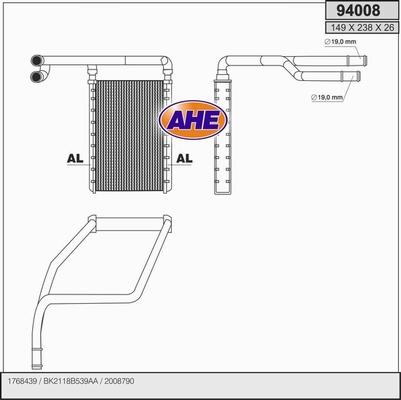 AHE 94008 - Schimbator caldura, incalzire habitaclu aaoparts.ro