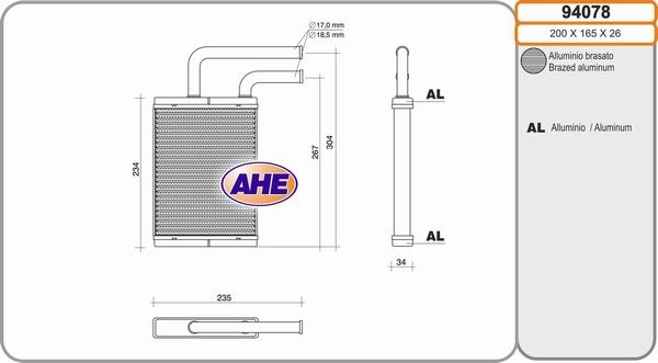 AHE 94078 - Schimbator caldura, incalzire habitaclu aaoparts.ro