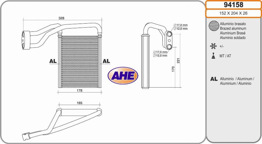AHE 94158 - Schimbator caldura, incalzire habitaclu aaoparts.ro