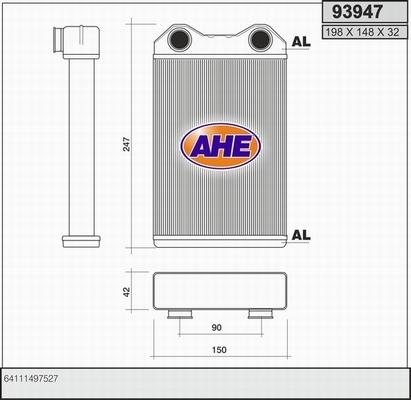 AHE 93947 - Schimbator caldura, incalzire habitaclu aaoparts.ro