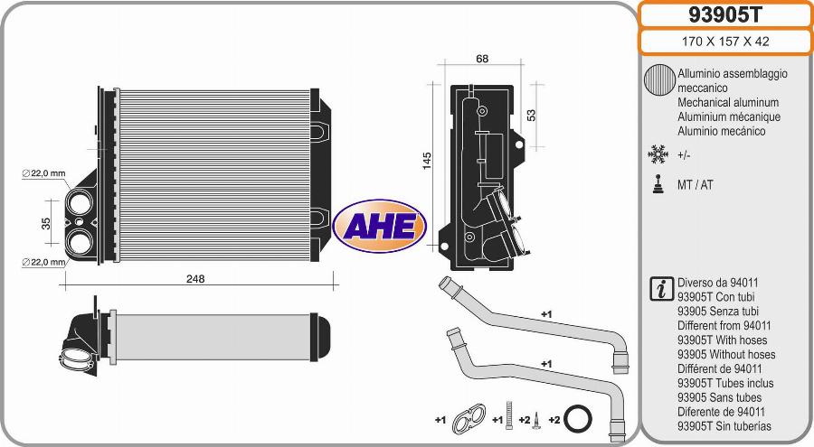AHE 93905T - Schimbator caldura, incalzire habitaclu aaoparts.ro