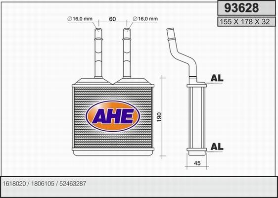 AHE 93628 - Schimbator caldura, incalzire habitaclu aaoparts.ro