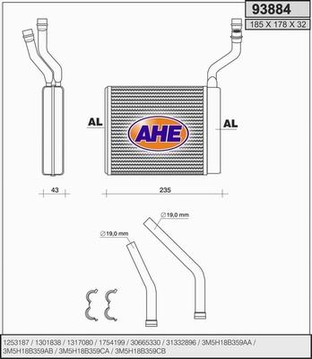 AHE 93884 - Schimbator caldura, incalzire habitaclu aaoparts.ro
