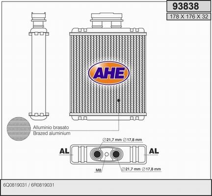 AHE 93838 - Schimbator caldura, incalzire habitaclu aaoparts.ro