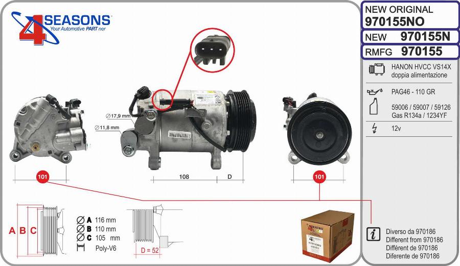 AHE 970155NO - Compresor, climatizare aaoparts.ro
