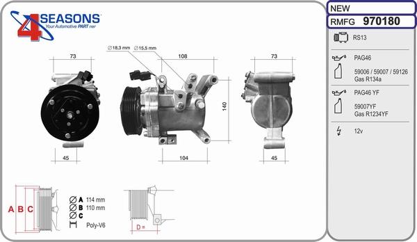 AHE 970180 - Compresor, climatizare aaoparts.ro