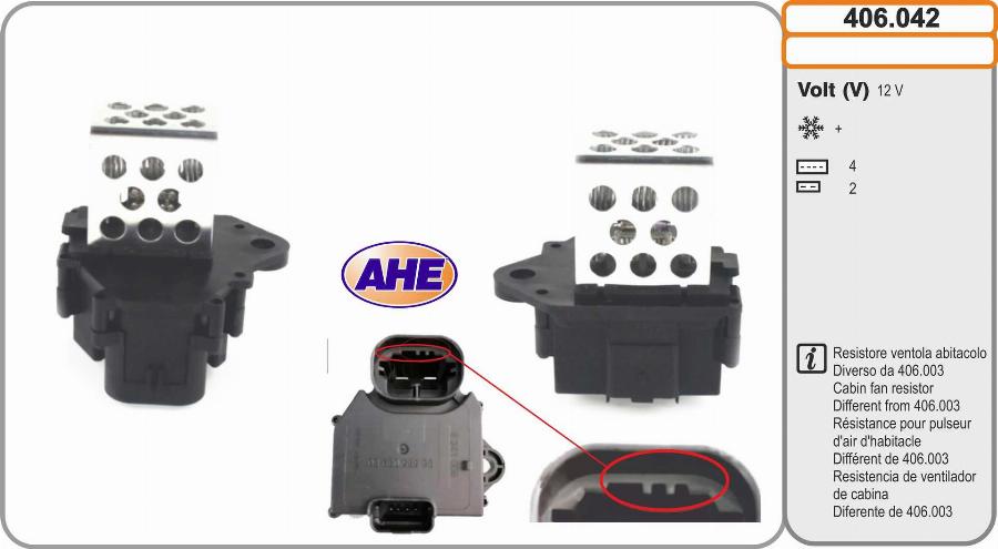 AHE 406.042 - Rezistor, Electromotor - ventilator aaoparts.ro