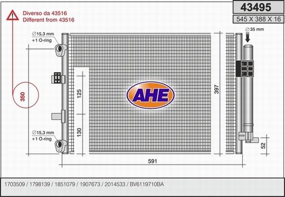 AHE 43495 - Condensator, climatizare aaoparts.ro