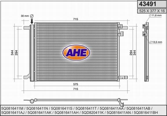 AHE 43491 - Condensator, climatizare aaoparts.ro