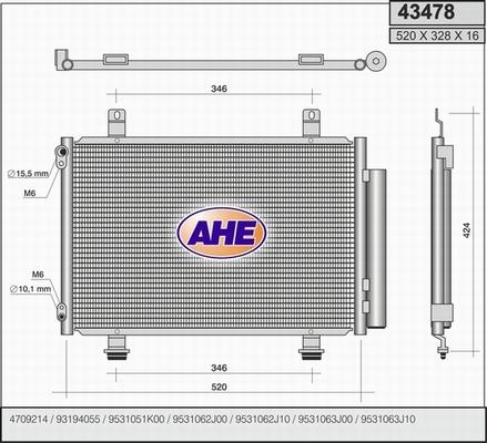 AHE 43478 - Condensator, climatizare aaoparts.ro
