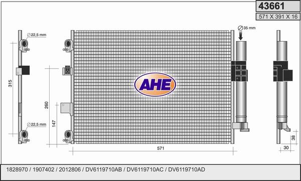 AHE 43661 - Condensator, climatizare aaoparts.ro