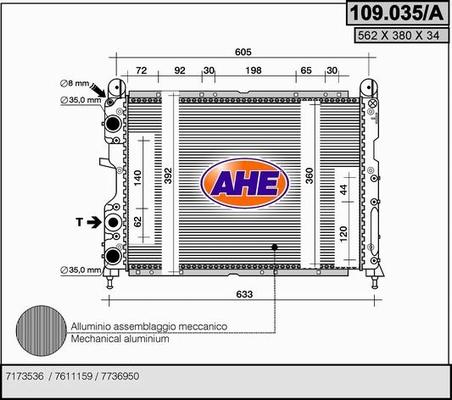 AHE 109.035/A - Radiator, racire motor aaoparts.ro