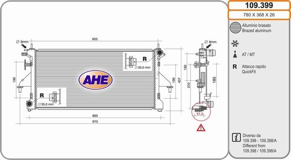AHE 109.399 - Radiator, racire motor aaoparts.ro