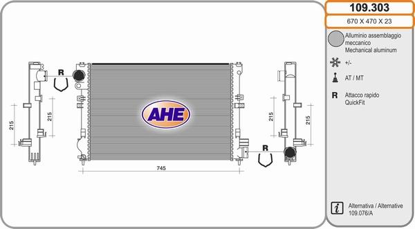 AHE 109.303 - Radiator, racire motor aaoparts.ro