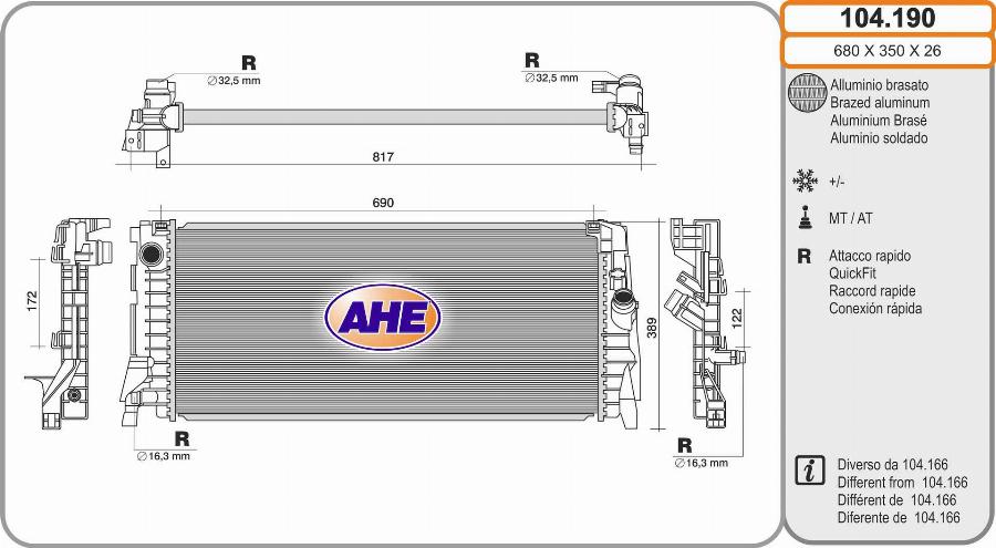 AHE 104.190 - Radiator, racire motor aaoparts.ro
