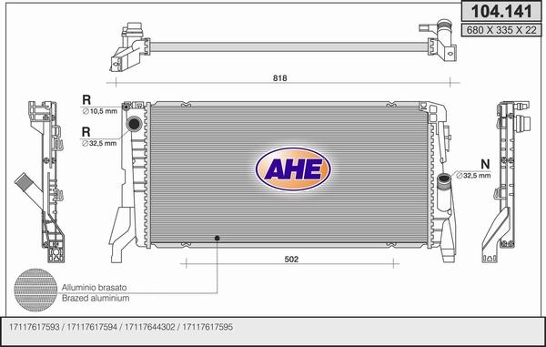 AHE 104.141 - Radiator, racire motor aaoparts.ro