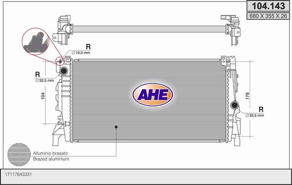 AHE 104.143 - Radiator, racire motor aaoparts.ro