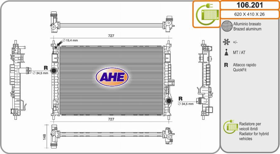 AHE 106.201 - Radiator, racire motor aaoparts.ro