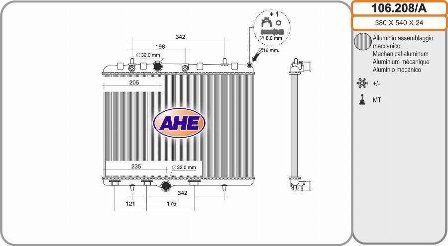 AHE 106.208/A - Radiator, racire motor aaoparts.ro
