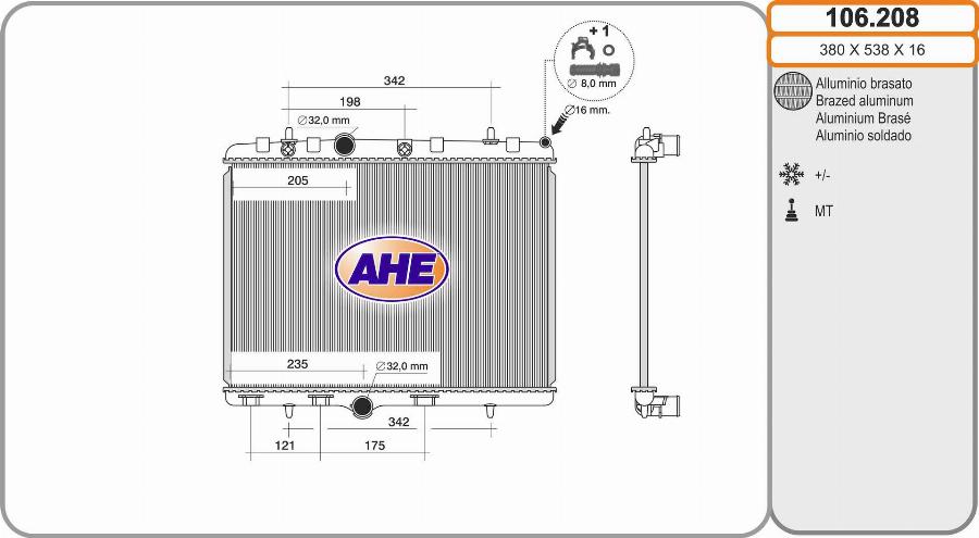 AHE 106.208 - Radiator, racire motor aaoparts.ro