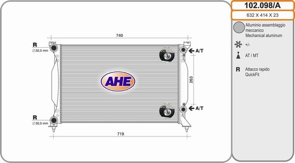 AHE 102.098/A - Radiator, racire motor aaoparts.ro