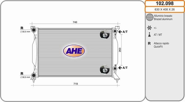 AHE 102.098 - Radiator, racire motor aaoparts.ro