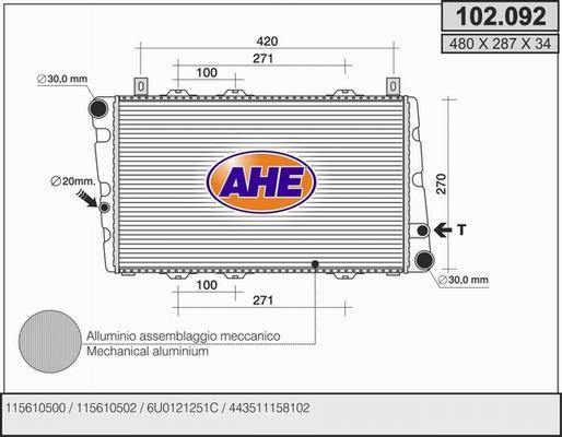 AHE 102.092 - Radiator, racire motor aaoparts.ro