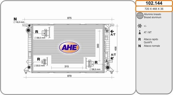 AHE 102.144 - Radiator, racire motor aaoparts.ro