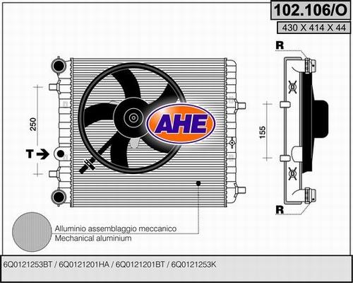 AHE 102.106/O - Radiator, racire motor aaoparts.ro
